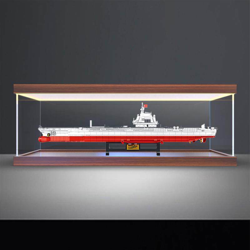 适用M38-B1188福建舰003号航空母舰积木灯箱款防尘罩亚克力收纳盒