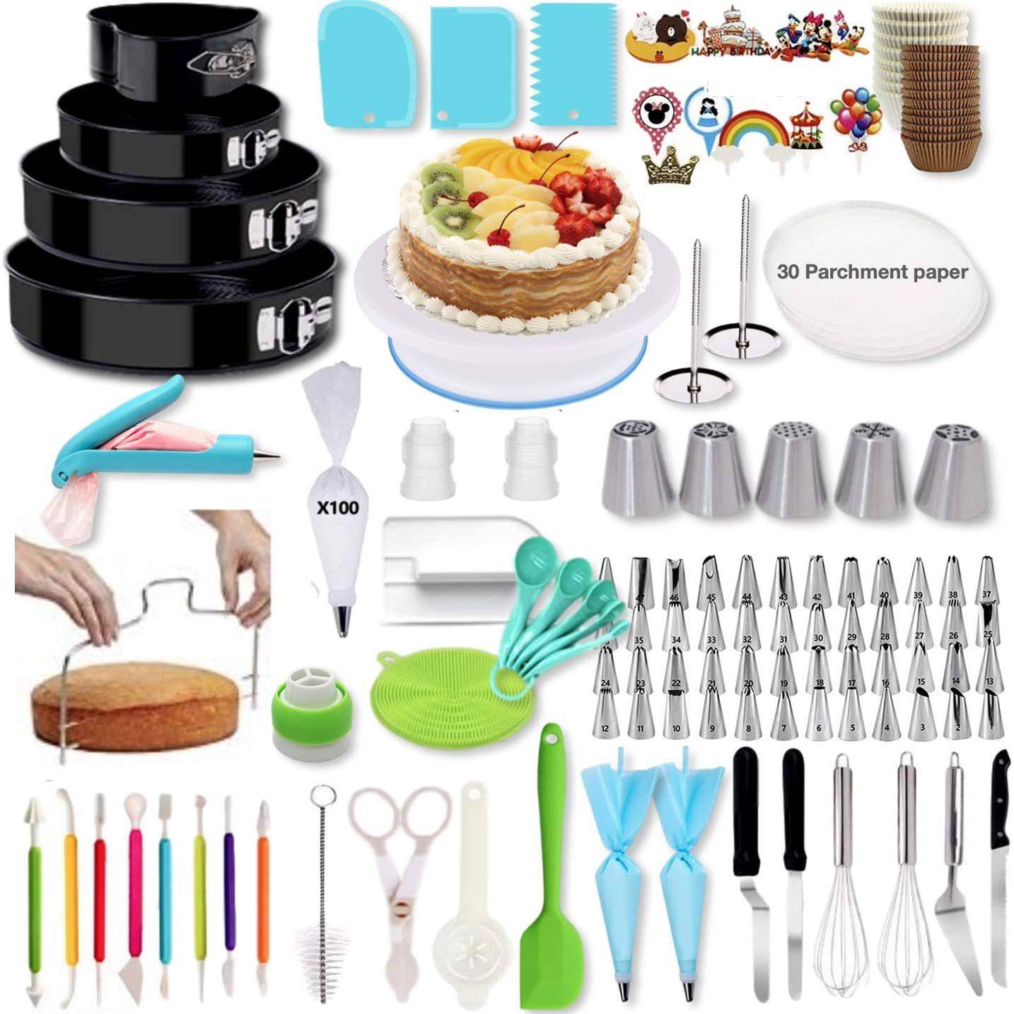 425件套烤盘转台套装 带锁扣烤盘裱花嘴翻糖工具蛋糕装饰烘焙套装