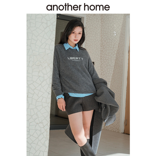another home高级感羊毛衫女2025秋新款打底毛衣休闲套头针织上衣