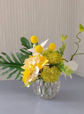 茶几商务洽谈桌花摆件小花束清新自然仿真花餐桌M309