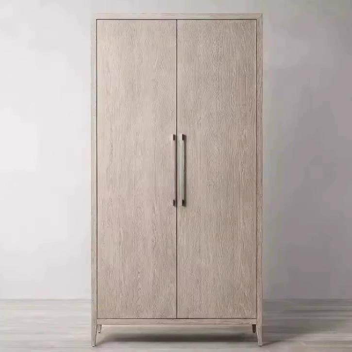 法式乡村复古做旧实木双门衣柜美式出口RH高端橡木书柜收纳储物柜