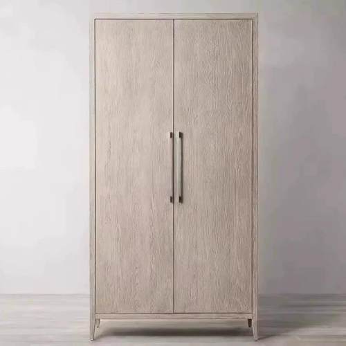 法式乡村复古做旧实木双门衣柜美式出口RH高端橡木书柜收纳储物柜