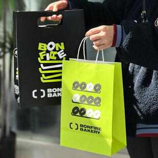 烘焙面包店手提袋纸袋高级感外带甜品店白卡打包纸袋定印制logo