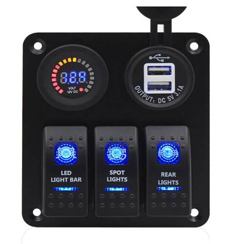 热销3组off/on摇臂开关控制面板USB电压汽车改装船舶游艇用12V