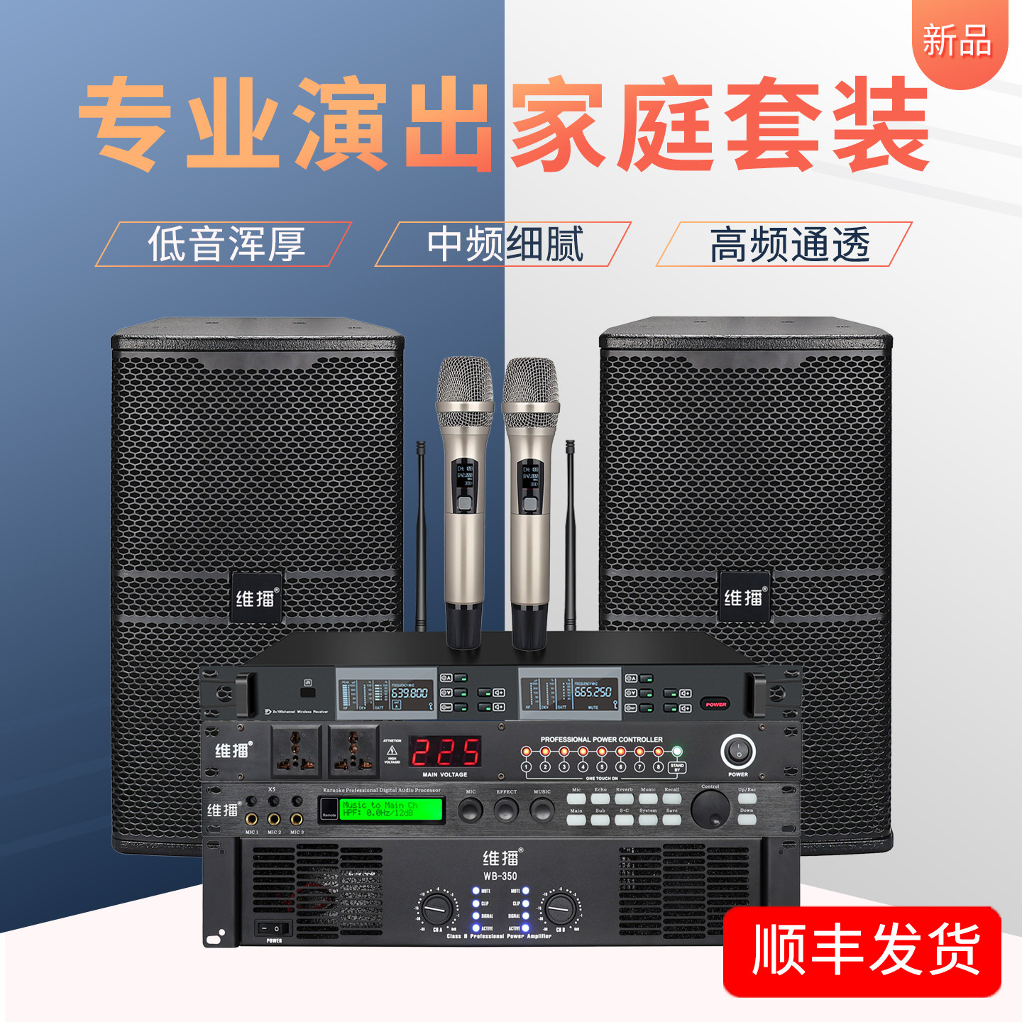 专业演出家庭套装KTV卡拉OK音箱大功率音响麦克风10寸12寸K歌设备
