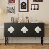 新款 叶草意餐边柜法式 复古创实木储物柜厅多GKF功能收纳餐四柜玄