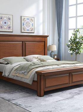 美箱式木乡村风实木床简乡村复古约主卧家具高RIB储物1.8米实双人