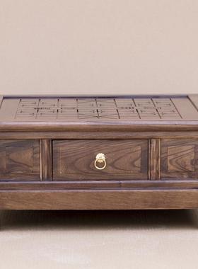 包邮国老榆木实木中象棋桌家用49203桌棋盘全桌可拆卸桌面双抽屉