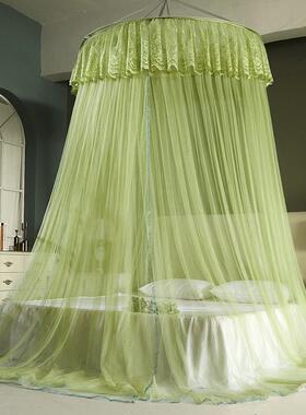 欧式形蚊帐吊顶公主支廷架杆吊挂圆式儿童床宫简蕾易床帘WIU丝吊