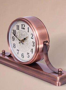 轻奢家时尚立座个性创居意台钟床头HWF柜摆钟件美式桌面钟金属电