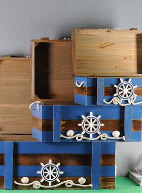地中海收纳家居木制储格MA16110物箱地中海风软装箱海洋家居饰品1