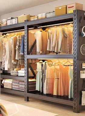 家挂用货架衣柜简易装放式衣架钢制置物架防开UHI尘帘多层组收纳