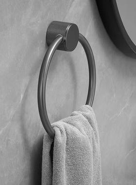 花全铜毛环环免打孔毛巾圈浴室AIF圆纹形毛巾挂卫生间擦巾手毛巾