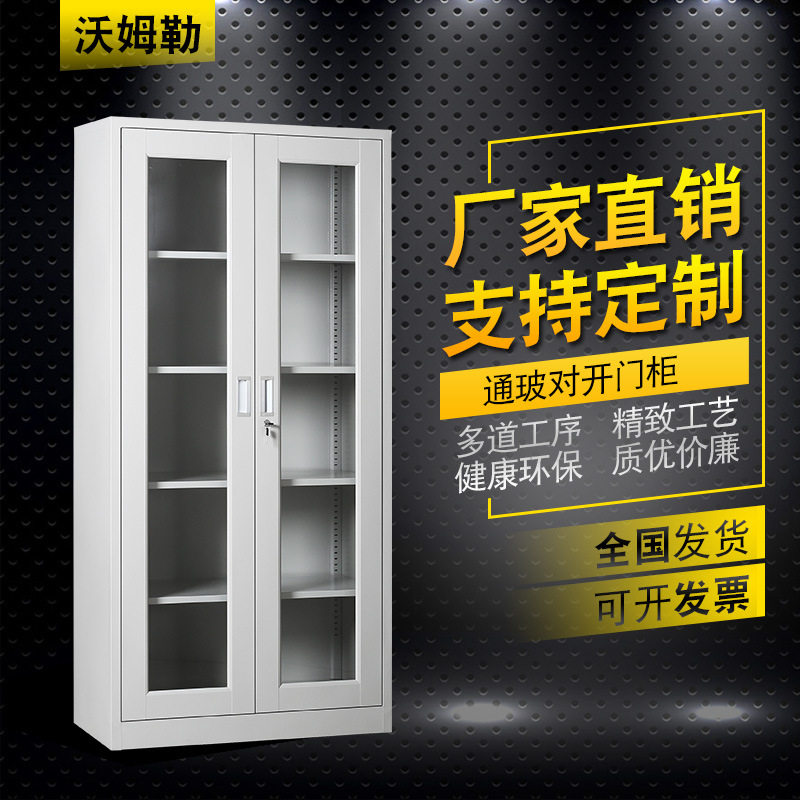 钢制玻璃对开门办公文件柜