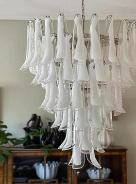 法轻奢式复古客中厅云玻璃吊灯美式ZJS雾古风家用大厅别墅旋转楼