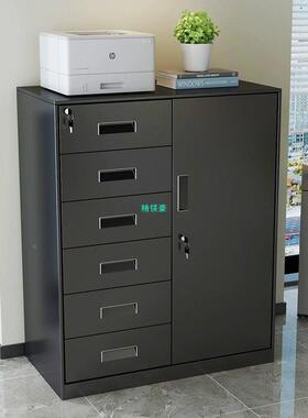高档UNM斗文件柜办室具铁皮矮柜财务带资料柜抽公屉储物柜工收五