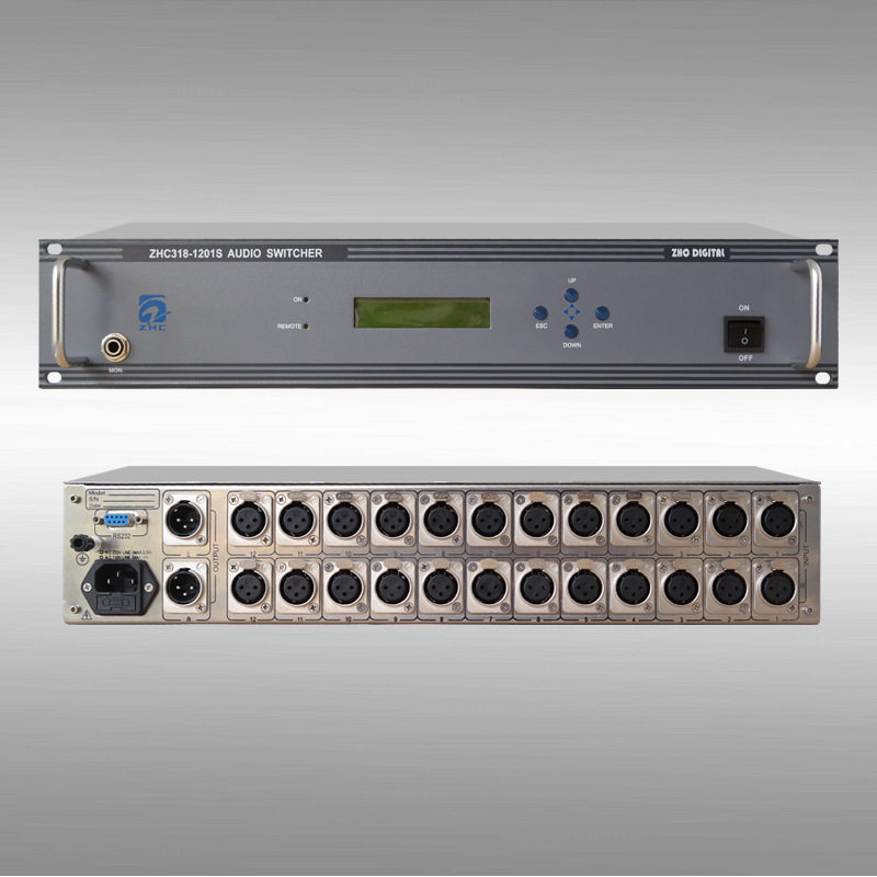 模拟音频切换器 12入1出 卡侬接口 手动/自动/遥控切换 广播级