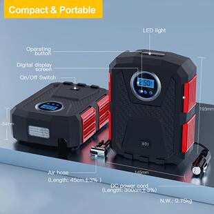 便携式载TTC车充气泵智能1点2V大功率数显器烟汽车SUV轮胎电动打