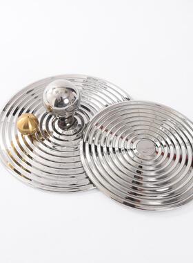 代圆简约跑道凹凸形电镀玻44068件璃托盘摆售楼处样现板房茶几软装饰品