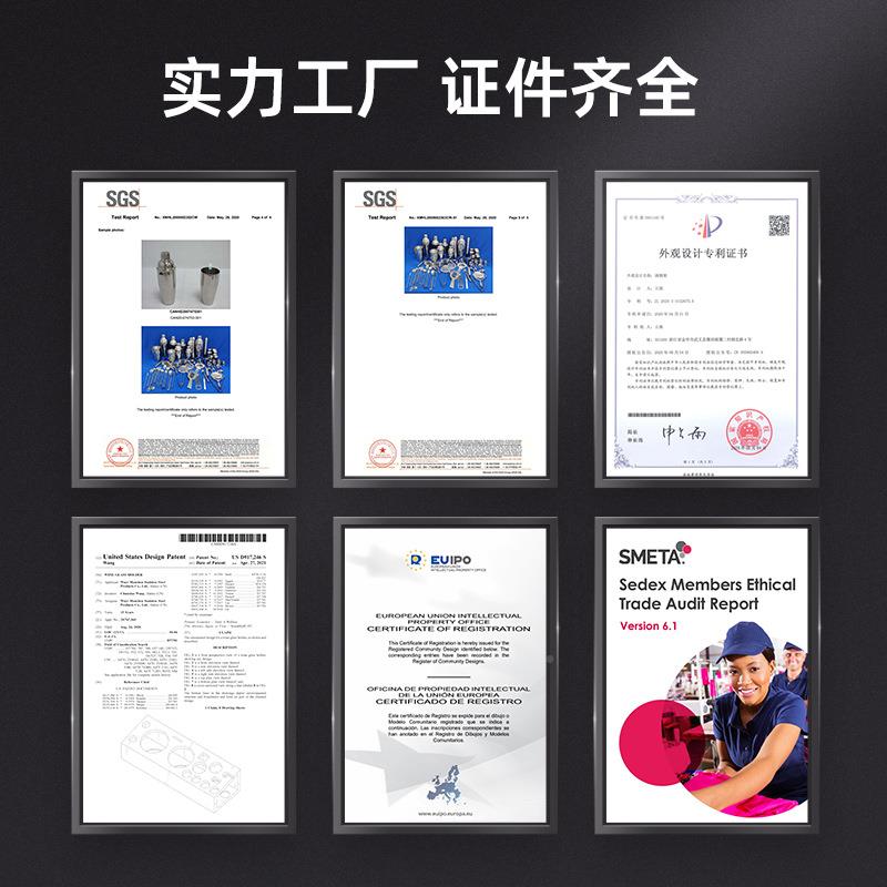 新款调酒器装壶ba雪r克酒具酒吧工套具不锈钢竹架FLQ托盘12套装