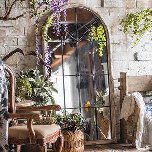 镜法式复古穿衣镜挂实木做旧卧客厅室玄关装饰服装店壁落地IME全