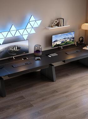 双家电脑桌站立式电升降桌实木办公台式用客人IWQ厅书桌动加长电