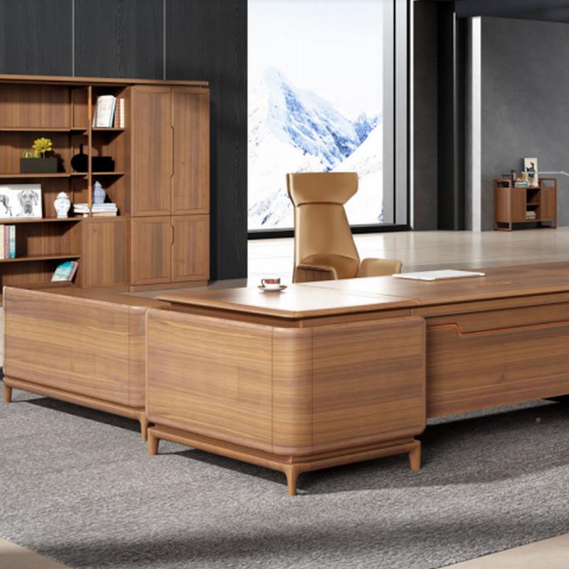 BRE公南京办桌椅桌新中式大气老板桌办公椅组合实木简约现代总裁