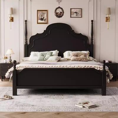 美式实木床卧全实木复古AYN主大床1床.8M双人高箱储家物床中古风