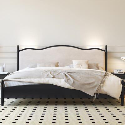 复美法式式床中古床储物主卧室小户型极简床床复古风橡古90061胶木客厅