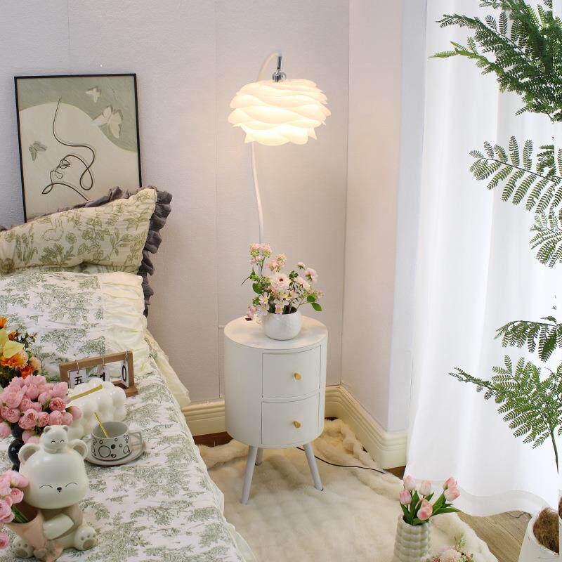 奶油风架卧室落地灯客厅沙新发边几灯599网红款简约床头柜置物台
