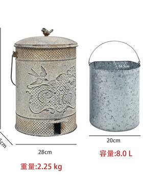 铁花垃圾桶庭装饰复31154园古脚院踏式大容量艺静音带盖户外铸铁