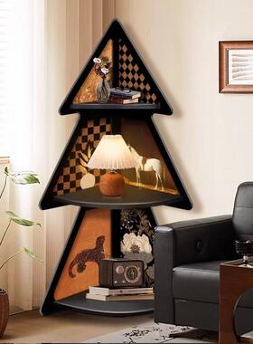 客厅转角饰置架中古风落38542地柜摆件装卧室物床头三角收纳柜墙