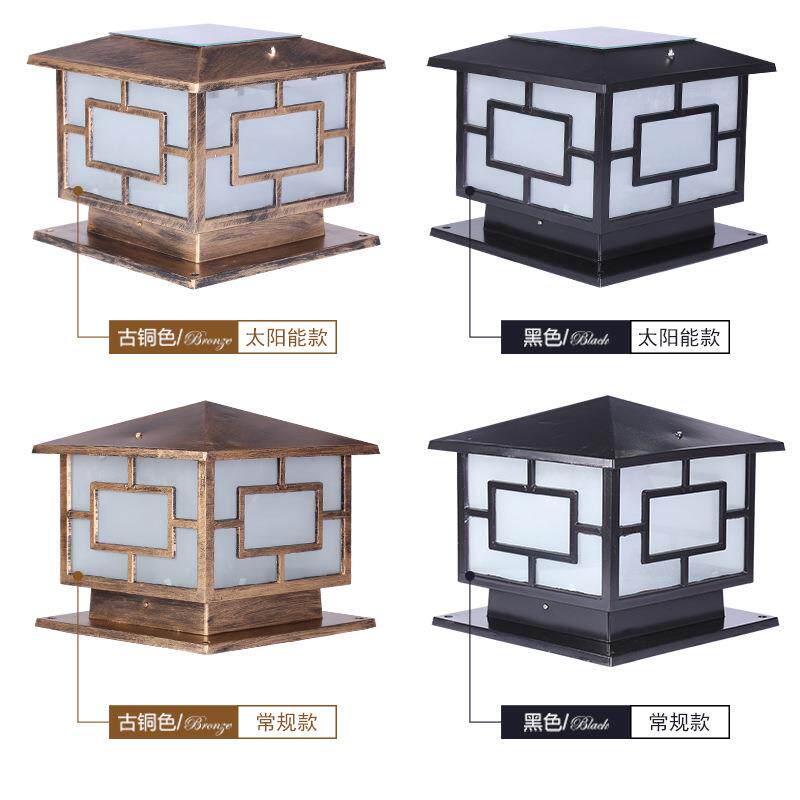 太阳能柱头灯围墙灯中字墙头灯门柱灯LED欧式大门户外防水别墅灯