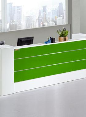 智丰办公家具厂办公家具绿色烤漆前台接待台办公桌台收银台服务台