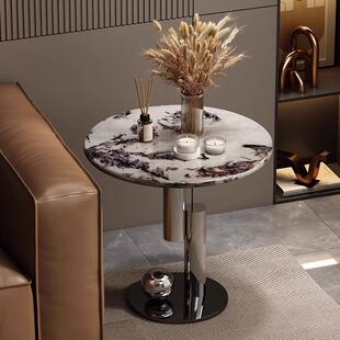 意式轻奢高级感圆形客厅沙发边几极简设计师款现代简约茶几角几