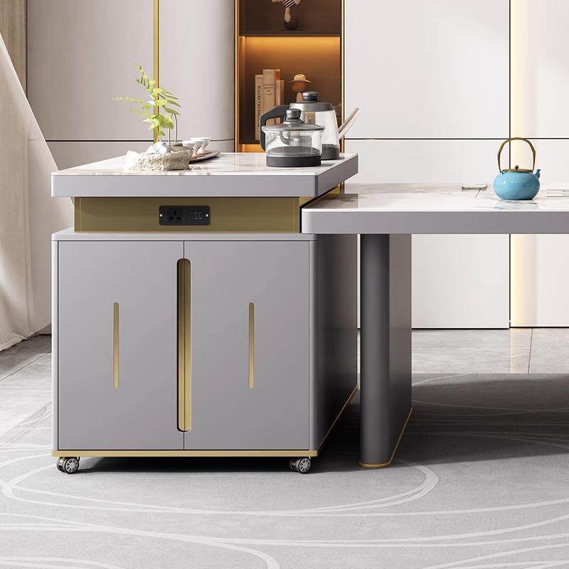 功夫泡茶台带轻奢现代全自动办公室茶桌椅组合烧水壶其他家用岩板