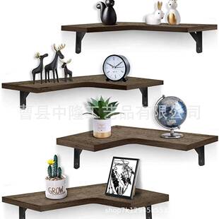 创意木质客厅转角置物架木制L形卧室收纳架厨房壁挂式墙上置物架