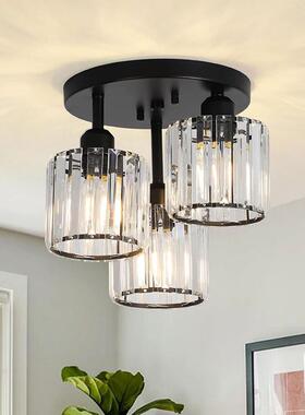 水晶天花板灯现代灯具黑色厨房带透明灯罩走廊灯具适用于玄关卧室