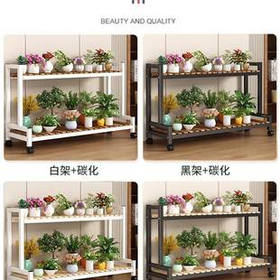 花架台置物架肉阳花架子KKM客厅落地式铁艺实物木质多层植多花盆