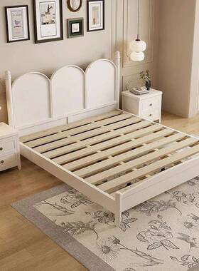 法式木床白色现代约主卧室简奶49312风床实双人床复古美式公主油