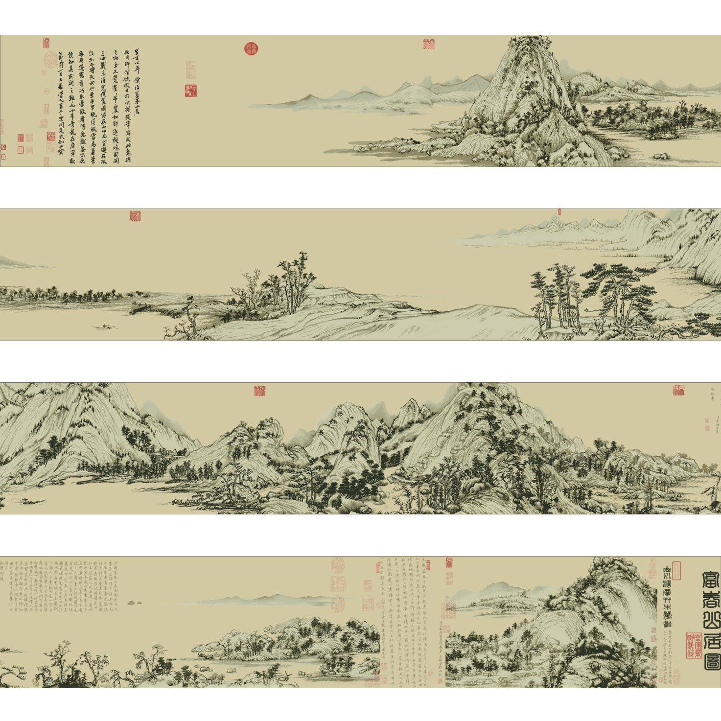 十字绣2中025新款客厅式古大幅春山居富图刺LQR绣线绣自典己绣非
