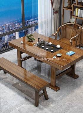 尔优泡茶台功夫桌套装实木办威公一体新中式喝茶合椅组YCV小型茶