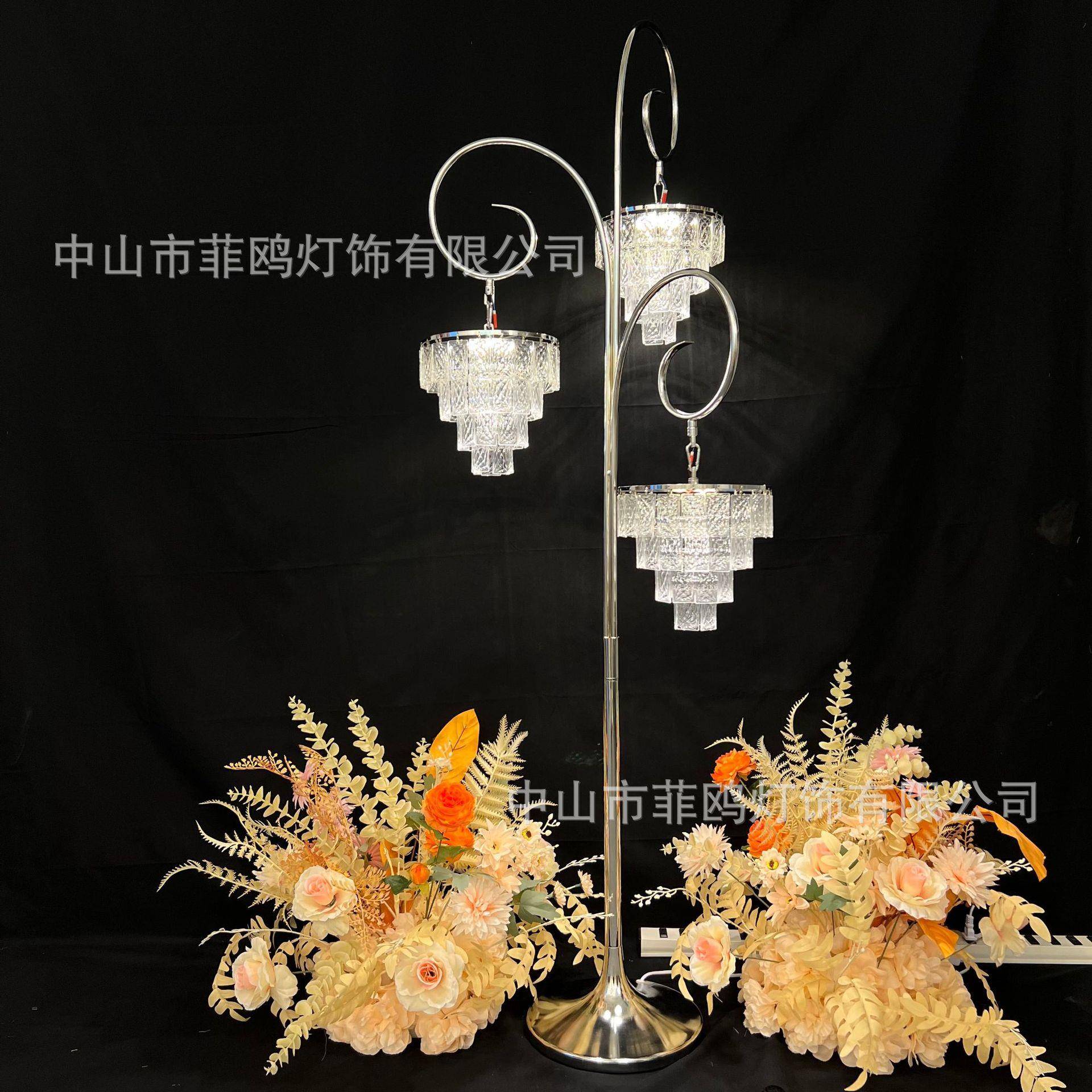 欧新款婚庆路引灯头铁338艺电镀水冰条3晶路引婚礼舞台装饰式摆件