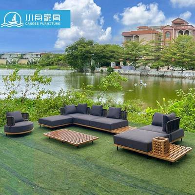 户外沙庭院沙藤编家具别墅架空层露发天园花实木JYV编绳组合发