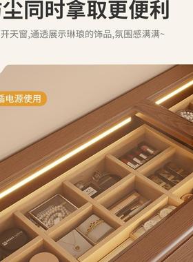 斗纳柜梳妆台一体卧现KLF代简尾约化妆桌室床收柜化妆台转角书桌