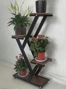 现货创意多层制花性盆JPI家木用阳台个实木架室内绿萝吊篮盆景收