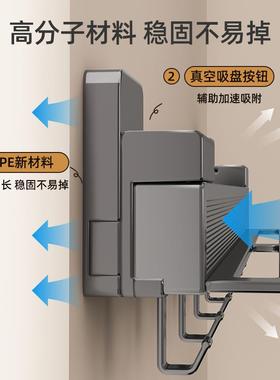 间浴室吸盘毛孔巾架可折叠免CVU打浴巾架厕壁挂卫生置物架所收纳