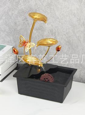 创意桌11557水面公车流水摆件循装环流水摆件客厅办室玄关家居饰