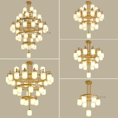 新式复楼式国楼大吊灯别墅中中空中风挑高大70786堂美式中楼客厅