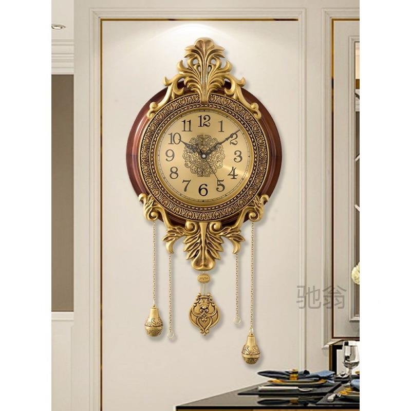 麓r美家式实496木静音挂钟客厅欧式创石英钟表装意饰尚用时时钟大
